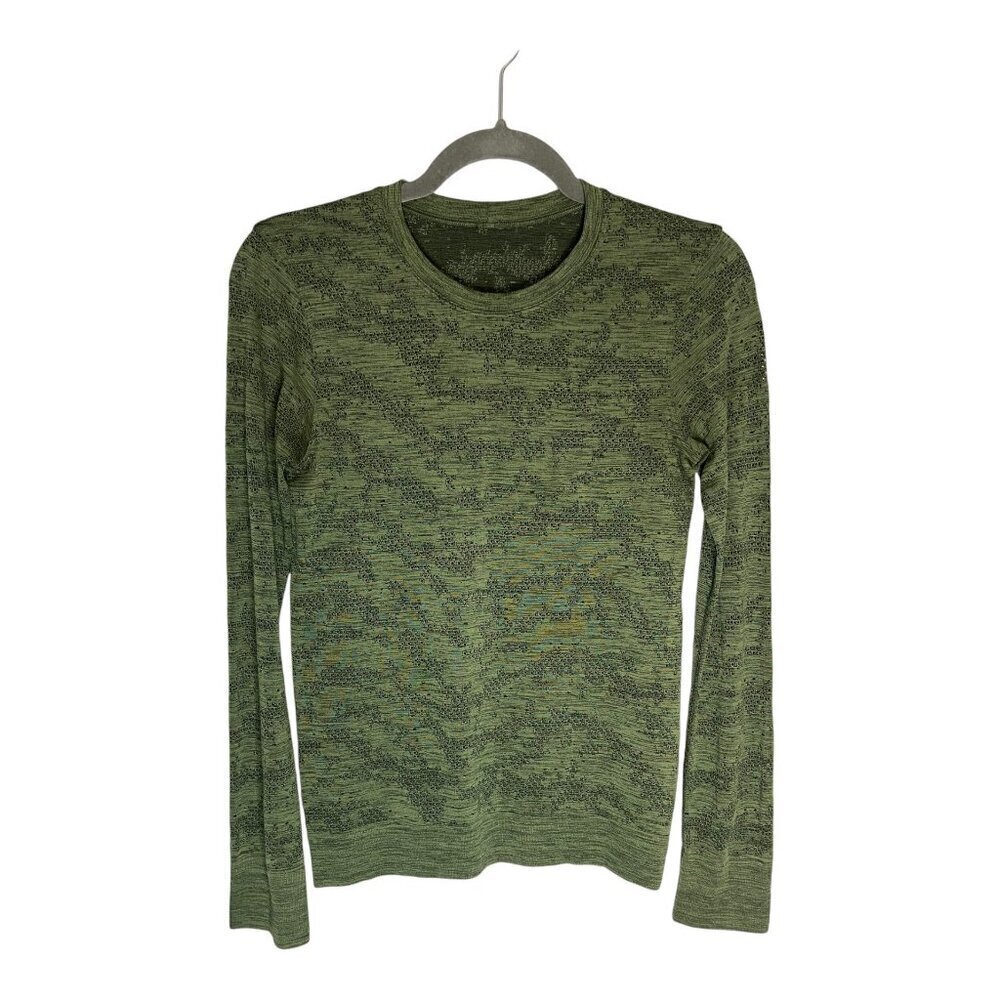 Lululemon Swiftly Breathe Long SleeveDot Scape Rainforest Green / Green Twill-sz